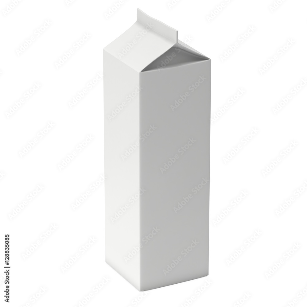 Milk or juice box. Retail package mockup. 3d render illustration isolated on white. Milk or juice box. Retail package mockup. 3d render illustration isolated on white.