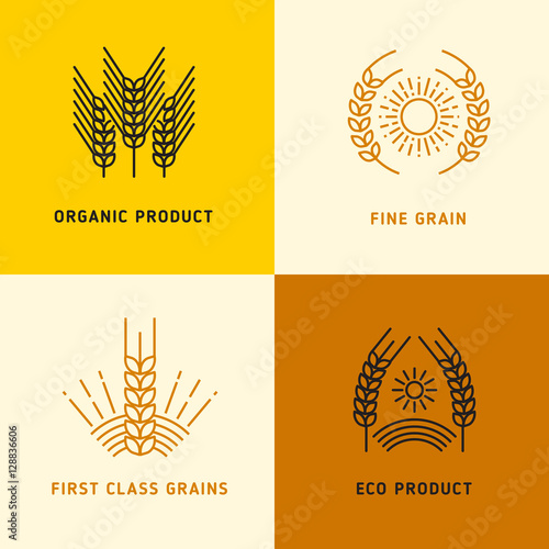 Harvesting vector logos with wheat grains