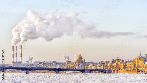 winter view of the Annunciation bridge in St. Petersburg