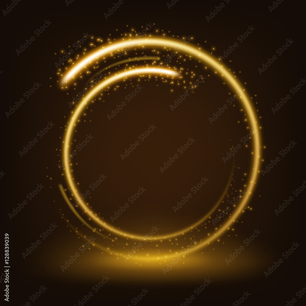 Fototapeta Okrągły złoty błyszczący z ilustracji wektorowych iskry