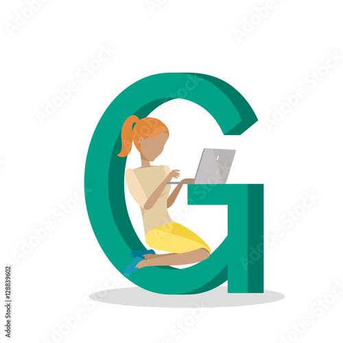 Alphabet Mobile People Vector Flat Design Concept