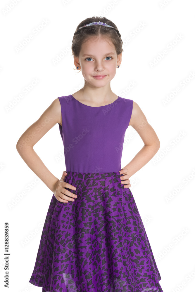 Lovely little girl against the white background Lovely little girl against the white background