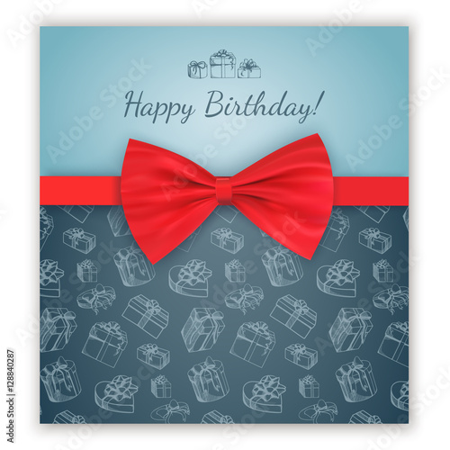 Sketch present boxes and red ribbon bow.