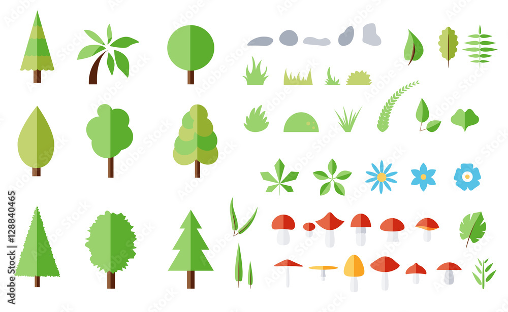 Naklejka Vector set of forest elements
