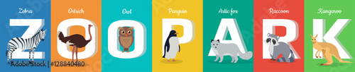 Zoo Park Conceptual ABC Flat Style Vector Banner 