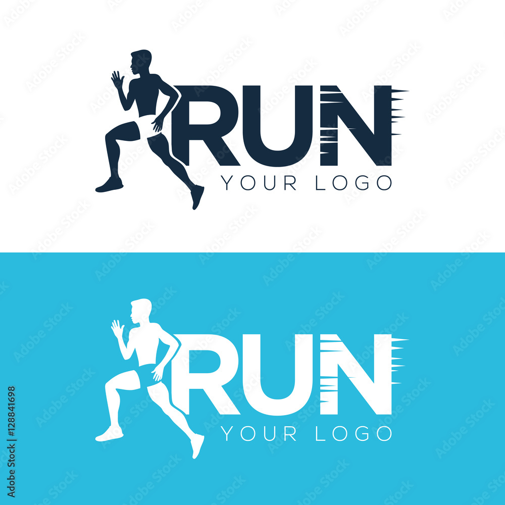 Blue Running Logo Design. Concept sports club, and fitness. Vector Blue Running Logo Design. Concept sports club, and fitness. Vector