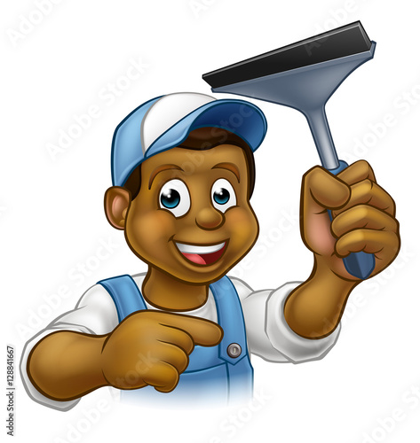 Black Window Cleaner With Squeegee