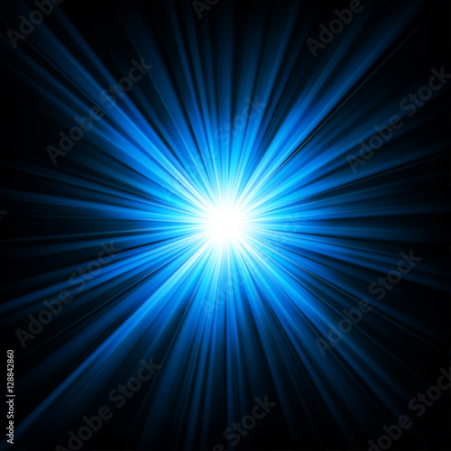 Blue light shining from darkness Vector illustration