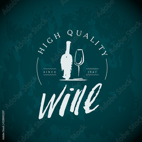 Vector artistic hand drawn wine logo