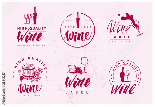 Vector flat wine brand mark logo