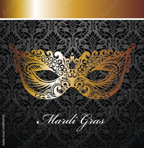 Vintage template with ornament and mask