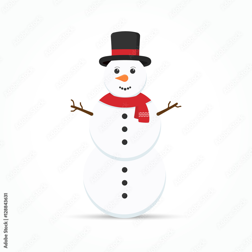 Snowman vector illustration on white background.