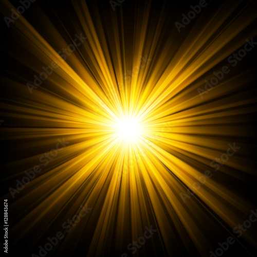 Yellow light shining from darkness Vector illustration