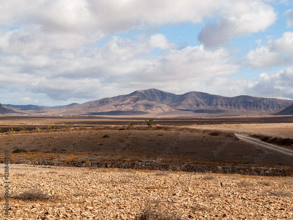 Landscape of fields and mountains near Antigua village, Fuerteventura, Canary Islands, Spain Landscape of fields and mountains near Antigua village, Fuerteventura, Canary Islands, Spain