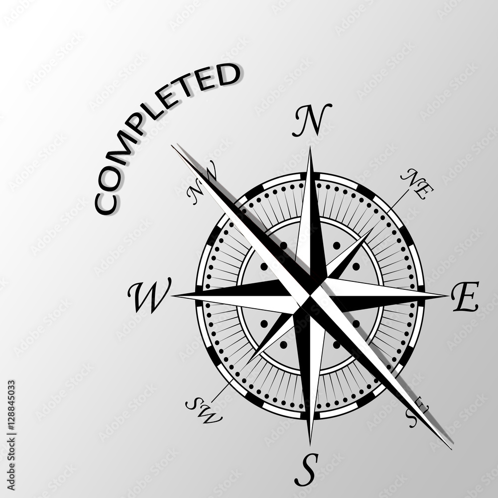 Illustration of completed word written aside compass Illustration of completed word written aside compass
