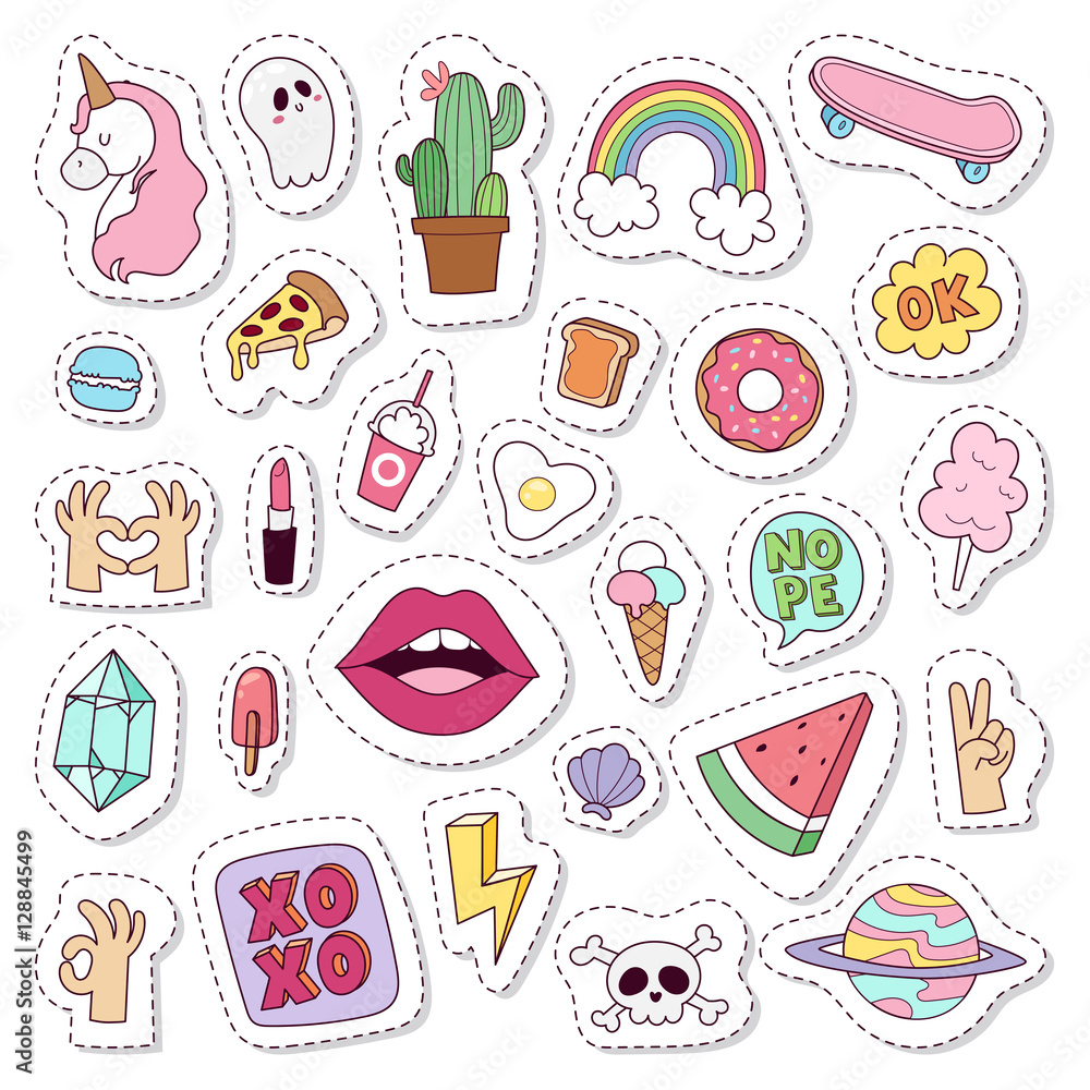 Hipster patches vector set.