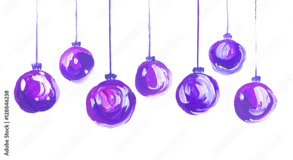 Acrylic hand painted christmas ornament on white background. Xmas bulbs set. Color hand drawn glass bubbles for christmas tree Acrylic hand painted christmas ornament on white background. Xmas bulbs set. Color hand drawn glass bubbles for christmas tree