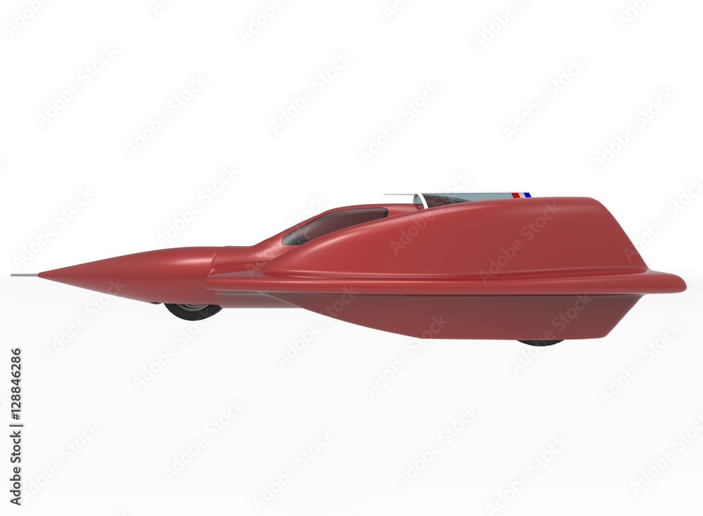 3d illustration of sci-fi concept car. white background isolated. icon for game web.