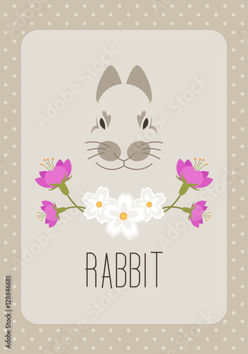 Postcard with rabbit. Vector background.