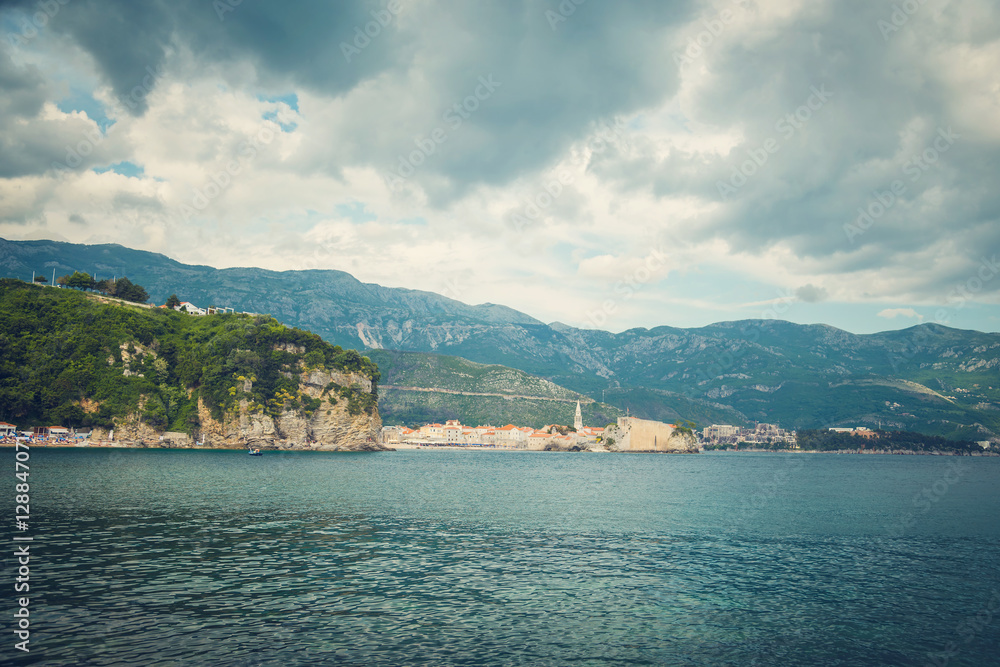 Sea with city views, Budva, Montenegro. Sea with city views, Budva, Montenegro.