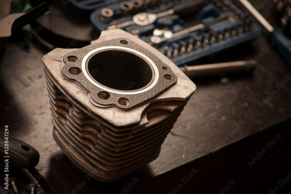 Obraz premium Motorcycle air-cooled cylinder