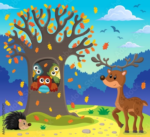 Fototapeta Naklejka Na Ścianę i Meble -  Owl tree theme image 5