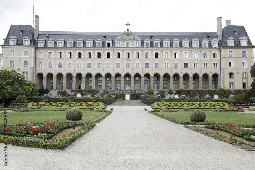 Facade and garden of  Saint George Palace in the city of Rennes