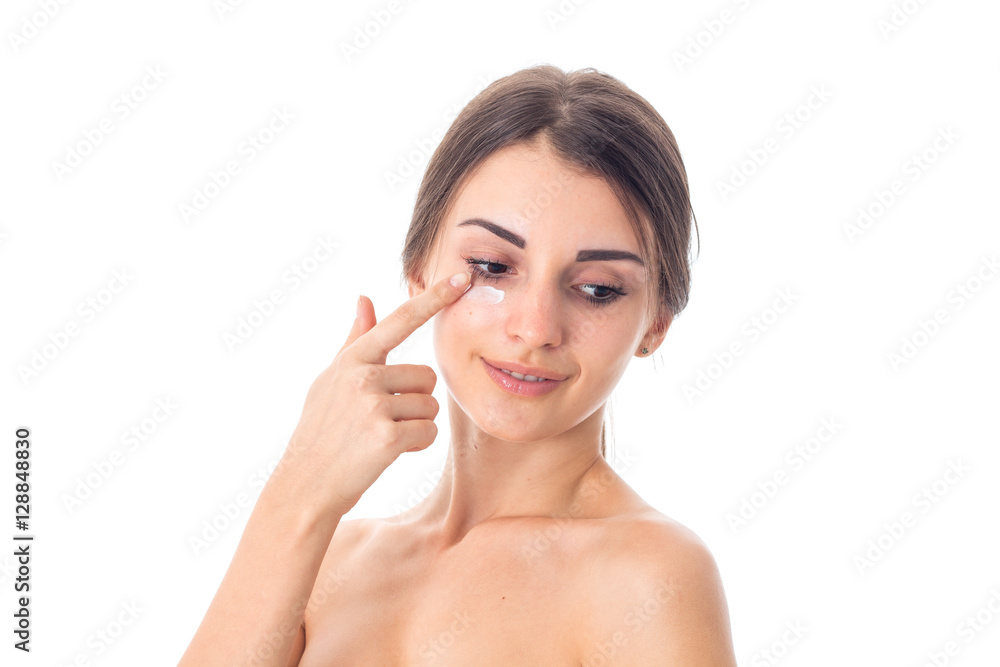 Young girl takes care her skin. Young girl takes care her skin.