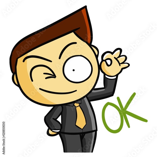 "Okay" pose businessman with black suit - vector.
