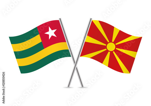 Togo and Macedonia flags. Vector illustration.
