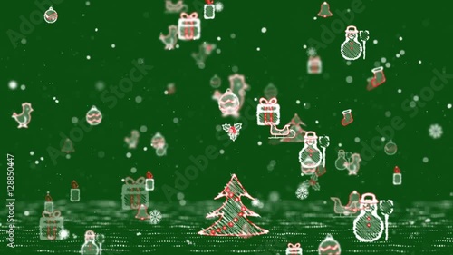Wallpaper Mural Christmas icons background - green. Computer generated seamless loop animation. Torontodigital.ca