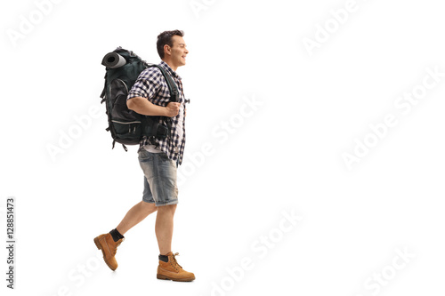 Young hiker walking photo