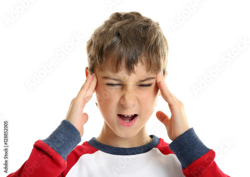 Cute little boy suffering f...