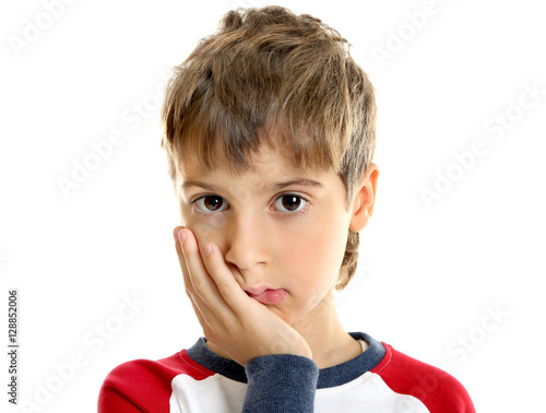 Cute little boy suffering f...