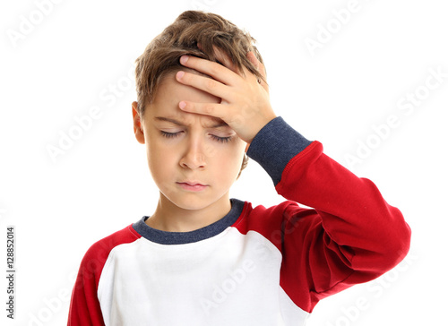 Cute little boy suffering f...
