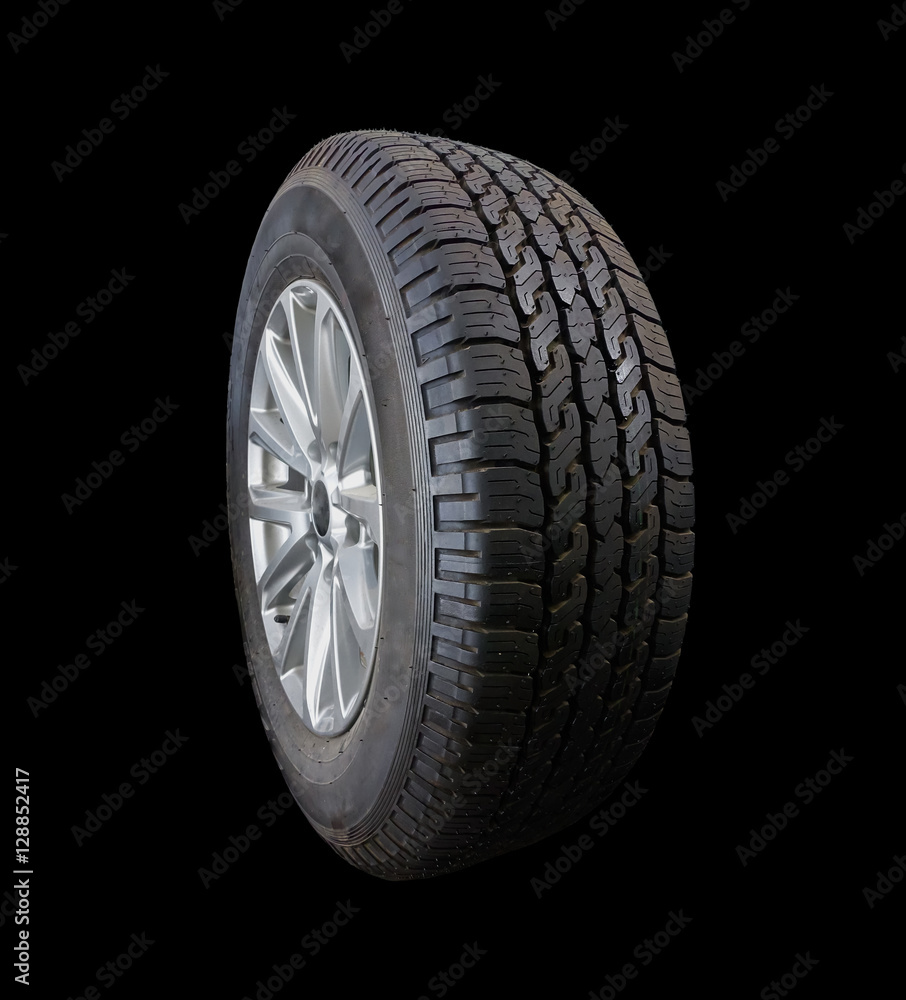 tire isolated on a black background