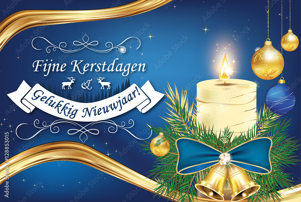 Eindejaarskaartje Fijne Kerstdagen en Gelukkig Nieuwjaar! Kerst en nieuwjaarskaart voor