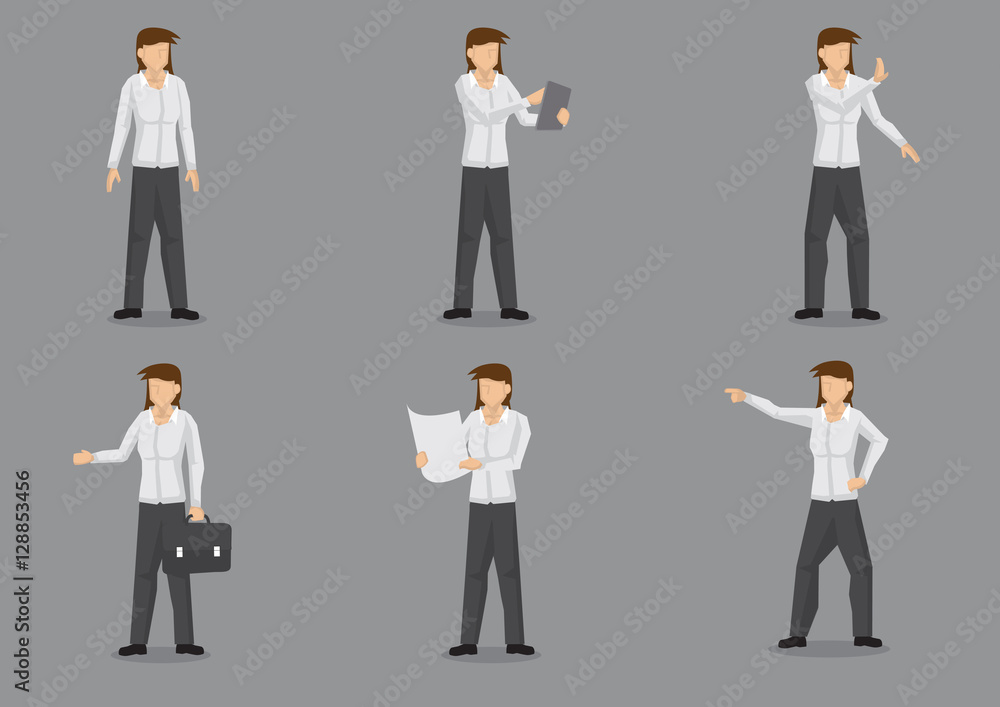 Female Business Executive in Dress Shirt and Pants Cartoon Chara Female Business Executive in Dress Shirt and Pants Cartoon Chara