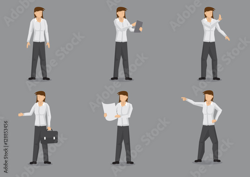 Female Business Executive in Dress Shirt and Pants Cartoon Chara