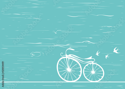 Photos Background retro bike on road with swallows