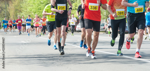 Marathon  street runners  in spring day