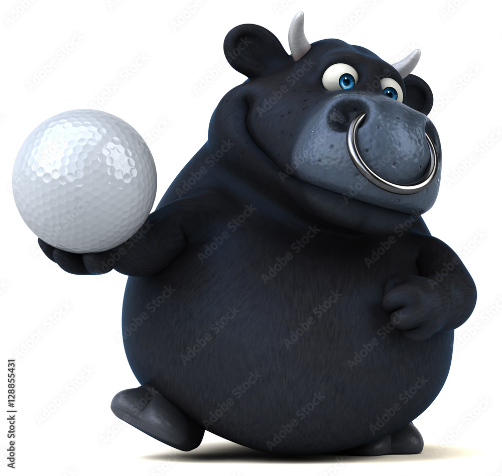 Naklejka premium Black bull - 3D Illustration