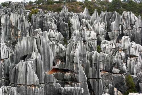 Shilin stone forest, world-famous natural area of limestone karst in Yunnan, China photo