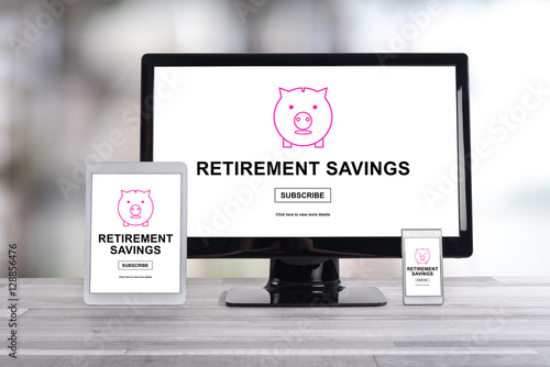 Retirement savings concept on different devices