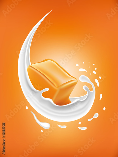 milk splash with caramel