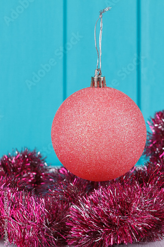 Pink Christmas ball and garland