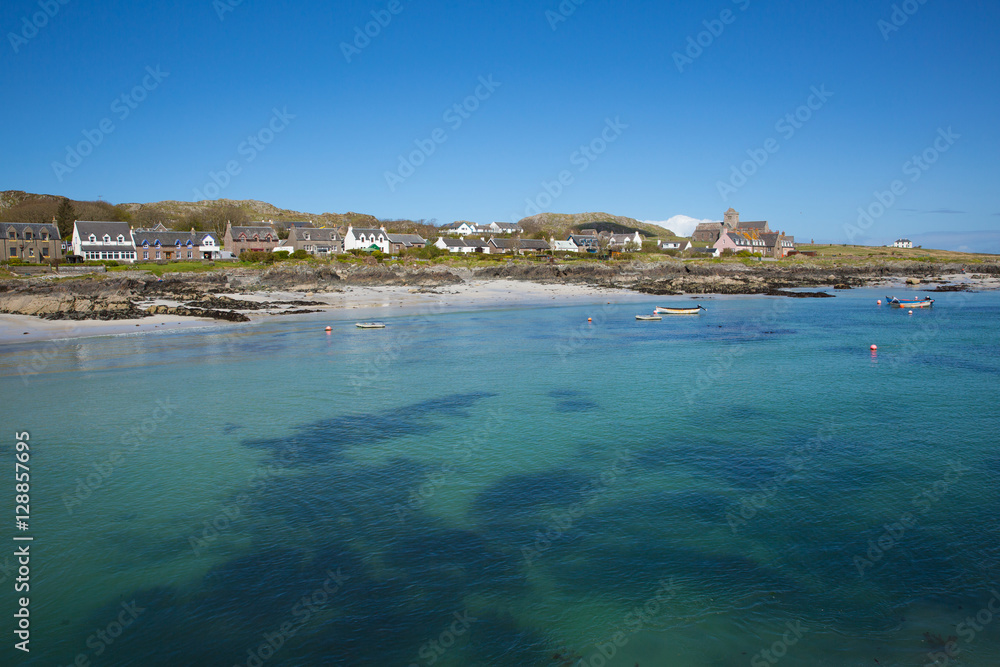 Clear blue turquoise sea Scottish island of Iona Scotland uk Inner Hebrides off the Isle of Mull west coast of Scotland