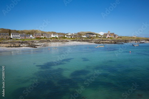 Fototapeta Naklejka Na Ścianę i Meble -  Clear blue turquoise sea Scottish island of Iona Scotland uk Inner Hebrides off the Isle of Mull west coast of Scotland