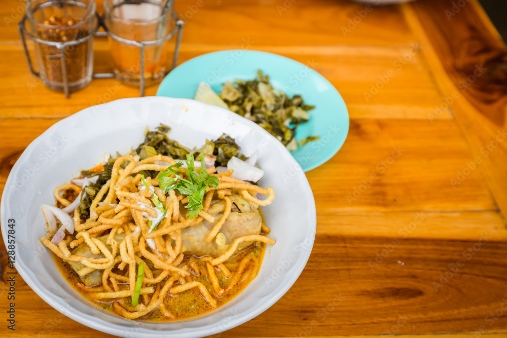 Khao soy Northern Thai Noodle Curry Soup Khao soy Northern Thai Noodle Curry Soup