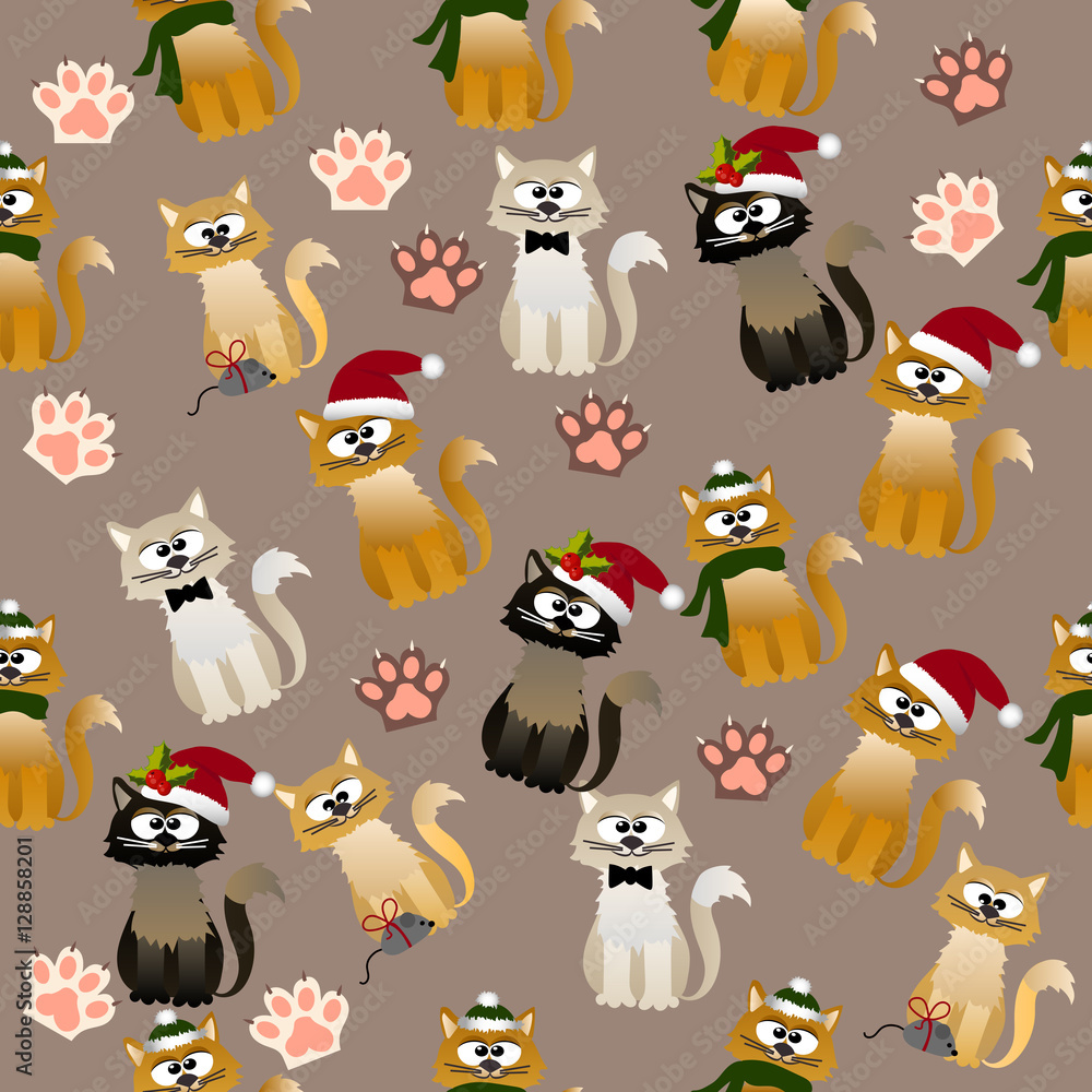 Naklejka premium pattern with cute cats
